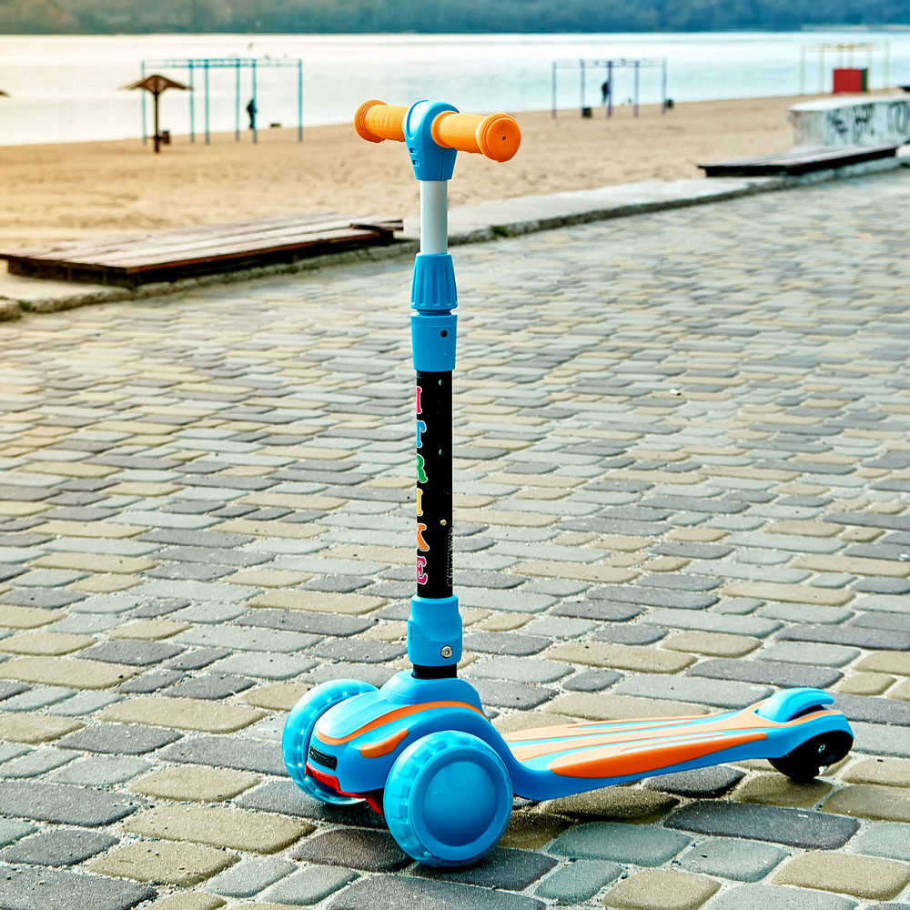 Детский складной трехколесный самокатSPORT KIDS 2585 с подсветкой колес Голубой Каменец-Подольский - изображение 1