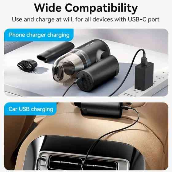 Автомобільний пилосос Vention 5000Pа 70W Li-Ion USB-C 4000мА/г чорний Винница