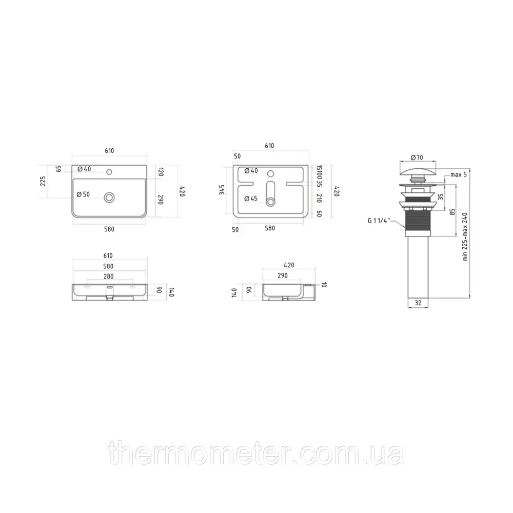 Комплект Qtap Nando LT: Раковина подвесная прямоугольная 610х420х140 мм White + Донный клапан PU02O Киев - изображение 15