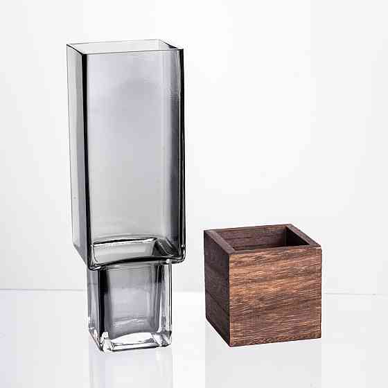 Yiwu Ваза для квітів квадратная скляна 8×8×25 (см) декоративна ваза 900 (мл) із товстого скла H Коломия