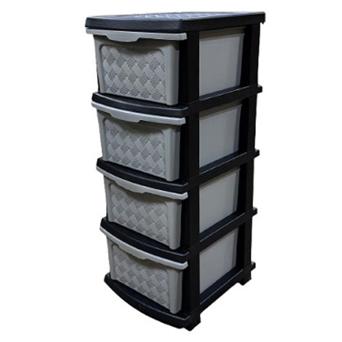 Комод пластиковый серо-чёрный 