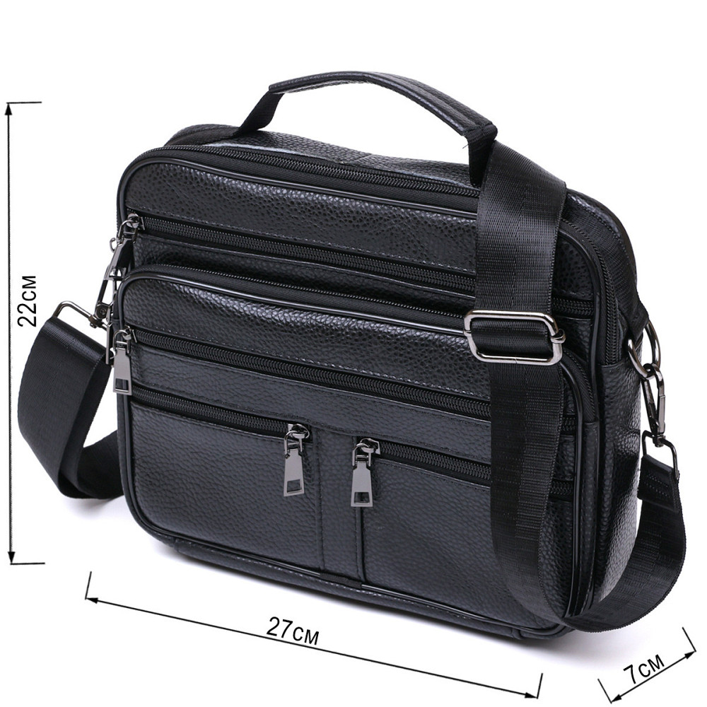 Практична шкіряна чоловіча сумка Чорний (Vintage) Київ - фото 7