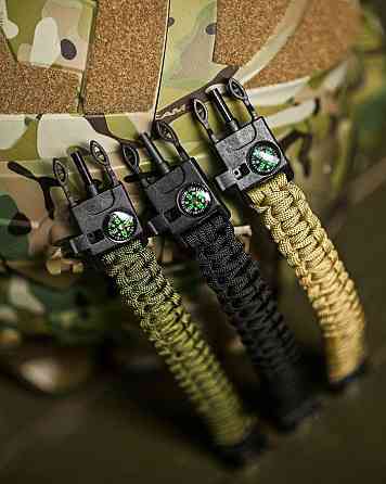 PARACORD БРАСЛЕТ С ВЫСКОРЕМ, КОМПАСОМ И СВИСТКОМ ЧЕРНОЙ Киев