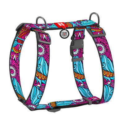Шлея для собак WAUDOG Nylon анатомічна H-подібна з QR-паспортом "Літо" пластиковий фастекс XL (323-0062) Вінниця - фото 1