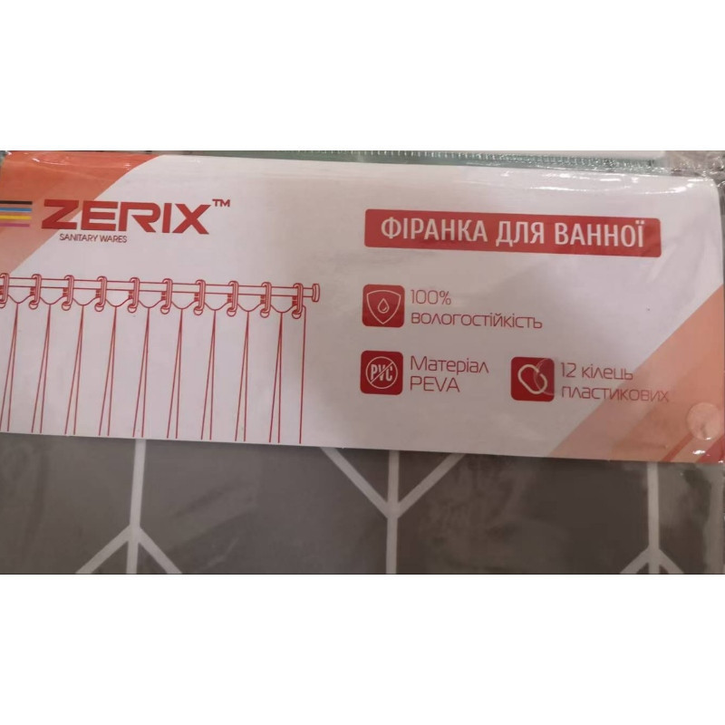 Шторка для ванної Zerix SCP-012-180x180 з PEVA    ( 19558 ) Харків - фото 4