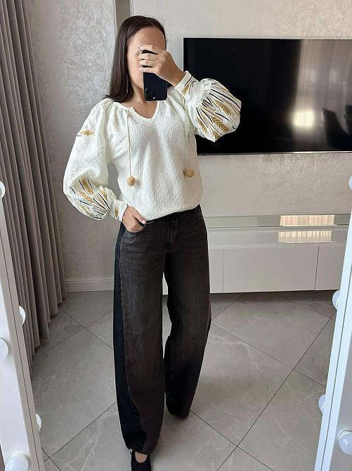 Жіноча тепла вишиванка - світшот з ніжною вишивкою колосками Одеса - фото 4