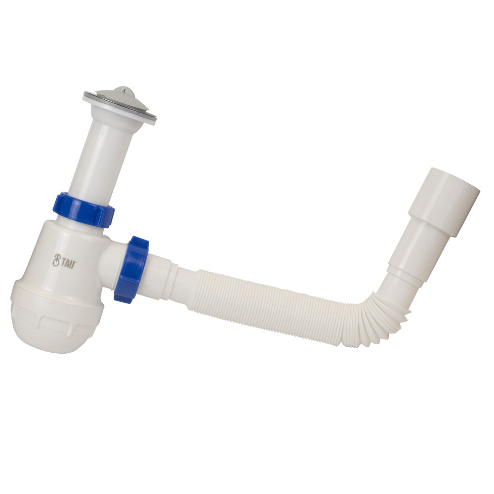 TAU Сифон для кухонной мойки с нержавеющим выпуском 1½" и гибким отводом Ø40/50мм TAU (9842730) Київ - фото 8