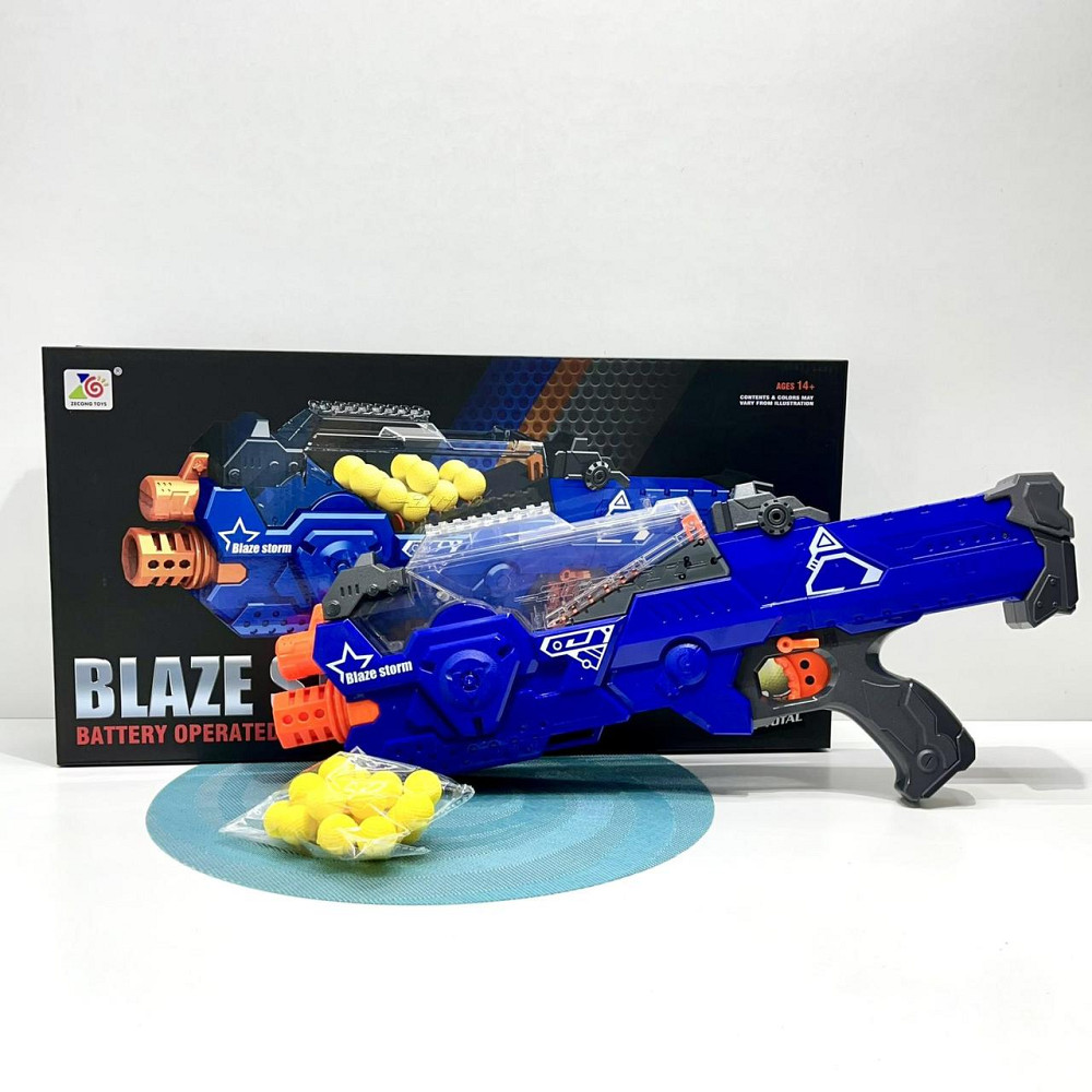 Автомат іграшковий на батарейці Ігровий Бластер стріляє м'якими кульками 56см Синій (ZC7109) Чернигов - изображение 1