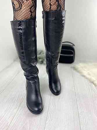 Чоботи жіночі Eireen чорні натуральна шкіра зима висота 41см каблук 4см (V-3004) Коломия