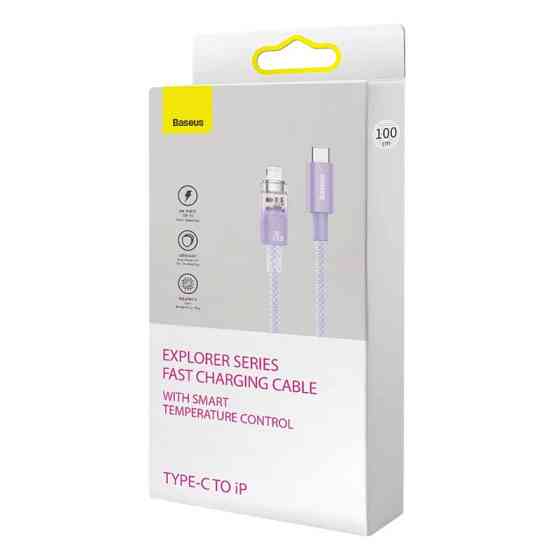 Кабель Baseus Explorer Series Fast Charging Cable with Smart Temperature Control Type-C to iP 20W 1m Purple Киев
