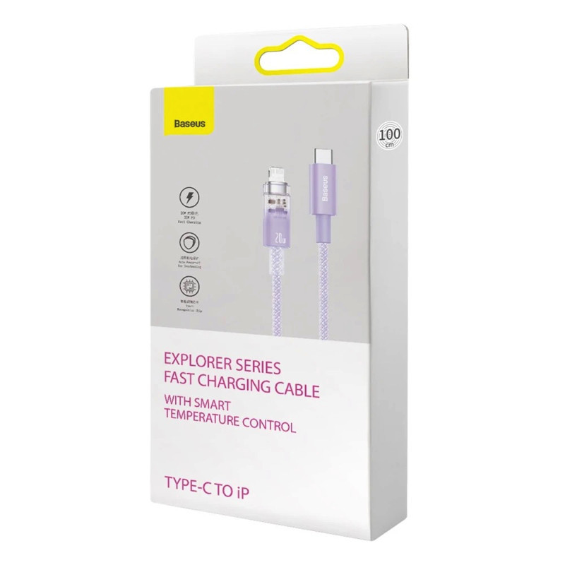 Кабель Baseus Explorer Series Fast Charging Cable with Smart Temperature Control Type-C to iP 20W 1m Purple Київ - фото 2