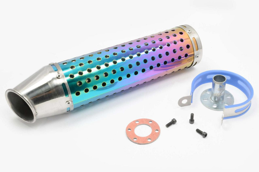 Глушитель (тюнинг) 300*88mm, креп. Ø48mm (нержавейка, радуга, перфорированный, mod:2) Мукачево - изображение 1