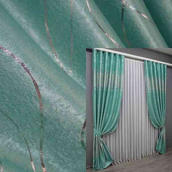 Комплект готовых штор VR-Textil Софт Лиана № 464ш Бирюзовый 150х270 см 2 шт (30-204) Киев