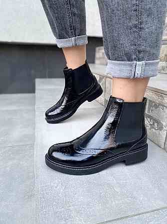 Черевики жіночі Milanti чорні шкіра лакована висота 12см розмір 38 (4187) Коломыя