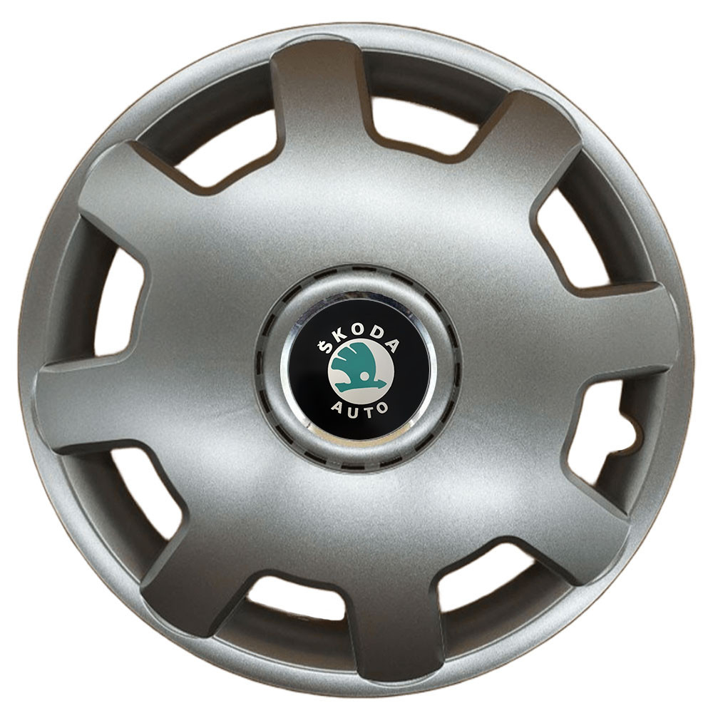 Автомобільні модельні ковпаки R13 Skoda (зелена) 105 4шт, SJS, сріблясті Київ - фото 1