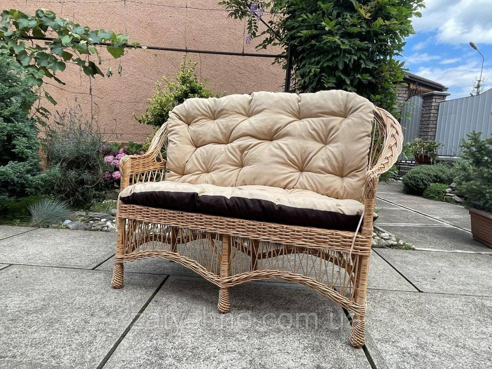 Диван плетений з лози з накидкою на 2 сторони Київ - фото 1