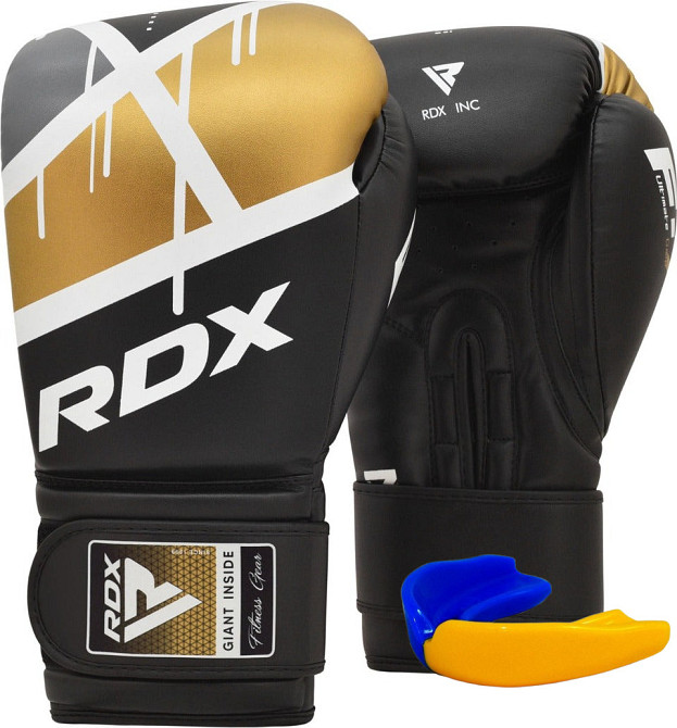 Боксерские перчатки RDX F7 Ego Black Golden 10 унций (капа в комплекте) Киев - изображение 1
