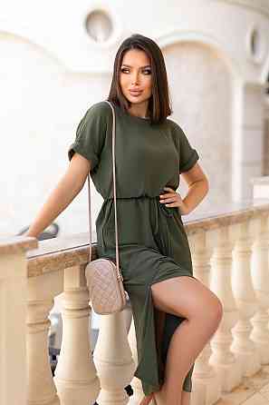 Женское платье миди со шнурком Rea 46-48, Хаки Киев