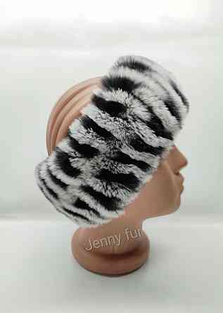 Хутряна пов'язка на голову жіноча із кролика Rex Шиншиловий Харків