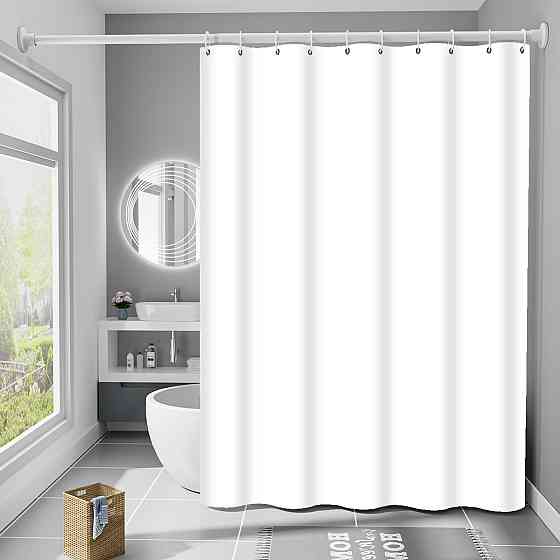 Шторка для ванны из полиэстера водонепроницаемая Bathlux 180x180 см с кольцами, белая матовая Каменец-Подольский