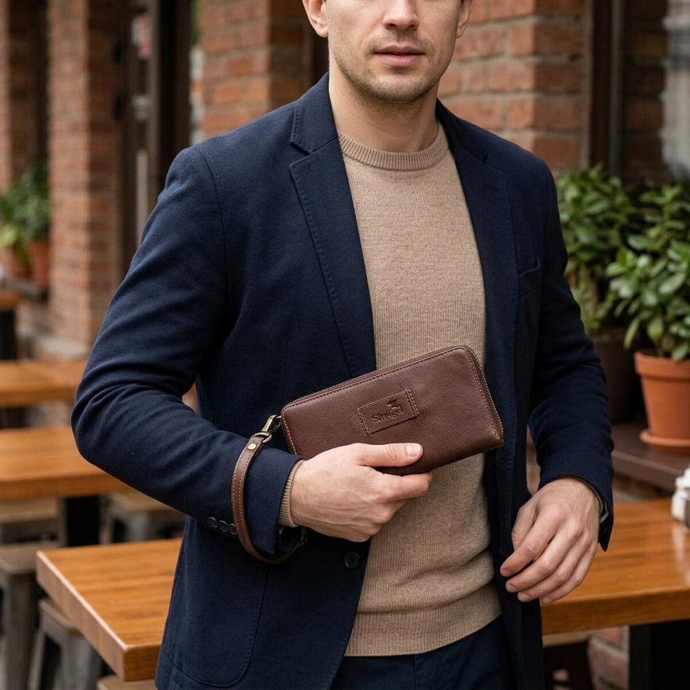 Мужской кожаный клатч для карт купюр и документов SHVIGEL 19124 Коричневый Киев - изображение 8