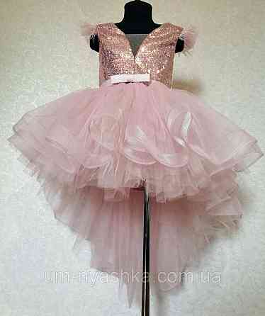 Дитяча сукня видовжене ззаду пудровое 116-134 Кривий Ріг
