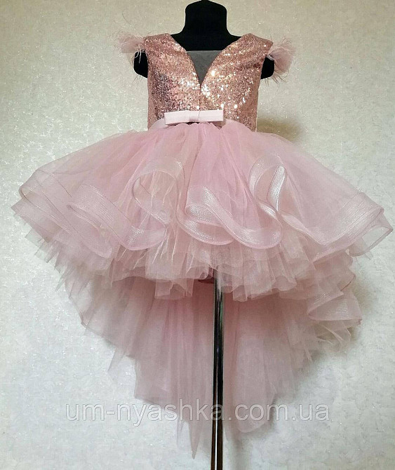 Детское нарядное платье удлиненное сзади пудровое 116-134 Кривой Рог - изображение 4