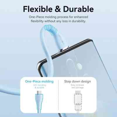 Дата кабель USB-C to USB-C 1.0m USB2.0 100W (20V/5A) Light Blue Silicone Vention (TAWSF) Винница