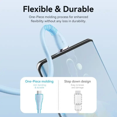 Дата кабель USB-C to USB-C 1.0m USB2.0 100W (20V/5A) Light Blue Silicone Vention (TAWSF) Винница - изображение 4