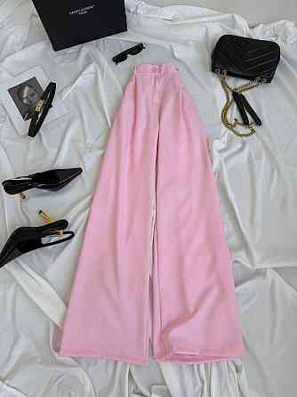 Женские базовые брюки палаццо костюмка 42/44, Розовый Одесса