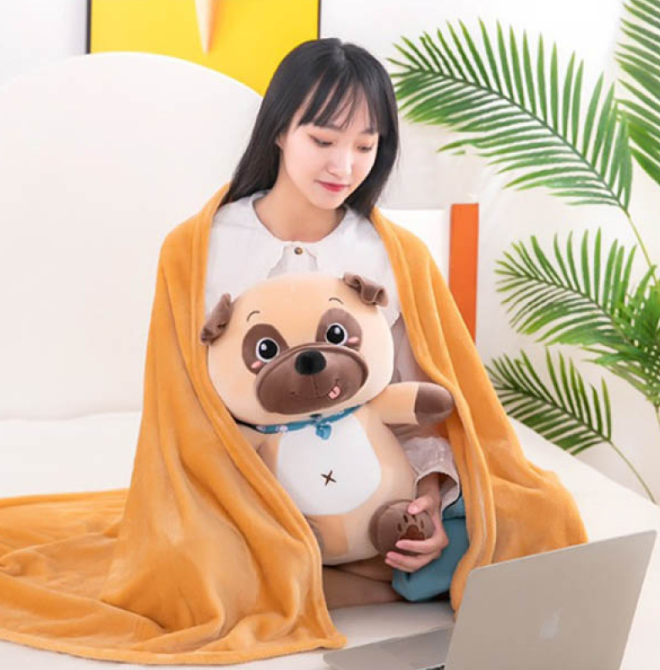 Дитяча м'яка іграшка "Собачка" L1130 іграшка з пледом, розмір 50 см Вінниця - фото 2