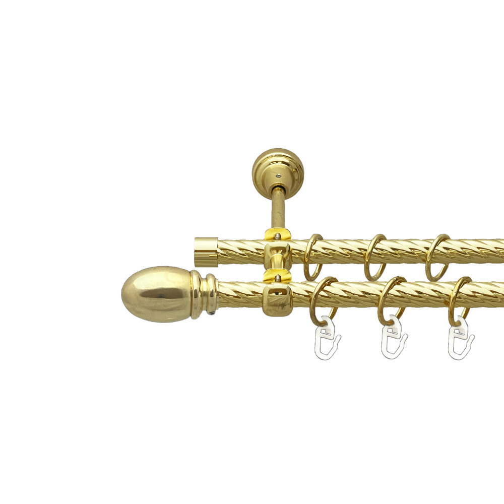 Карниз Orvit Белуно металевий дворядний відкритий скручена труба кільце металеве Золото 16\16 мм 200 см (00-00024893) Львів - фото 1