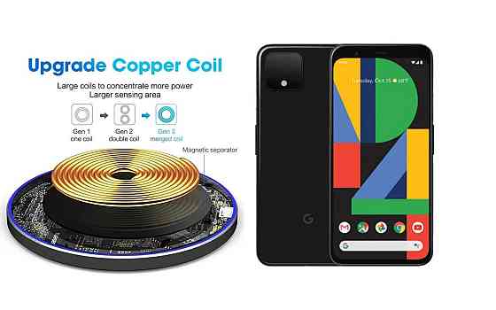 Бездротовий зарядний пристрій Copper до 30W для Google Pixel 5, USB-C, LED Київ