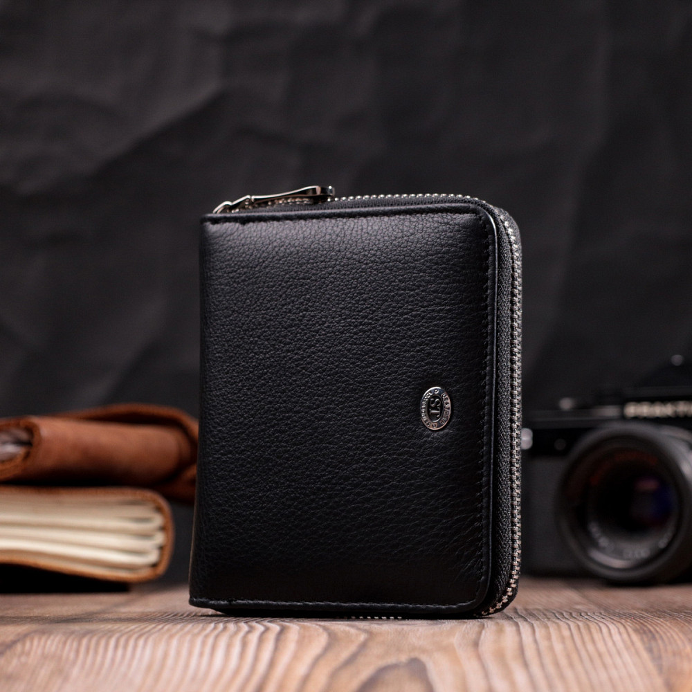 Портмоне для женщин на молнии в классическом цвете из натуральной кожи ST Leather 19488 Черный Киев - изображение 8