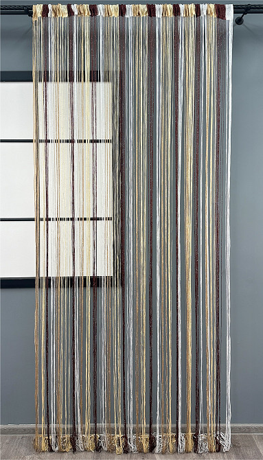 Шторы-нити с люрексом Бежевый с молочным, коричневым и белым 300х300см 1 шт (61-103) Киев - изображение 2
