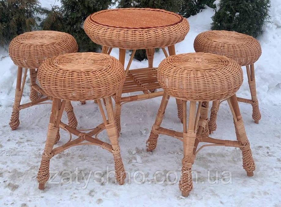 Набор плетеной мебели из лозы  с табуретками Киев - изображение 4
