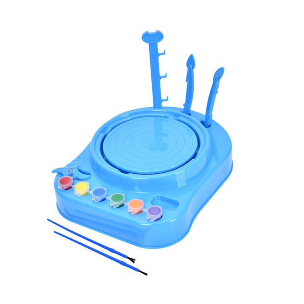 Ігровий набір "Pottery Workshop" 401A гончарне коло, 2 режими, глина, фарби 6 кольорів Синій Вінниця - фото 1