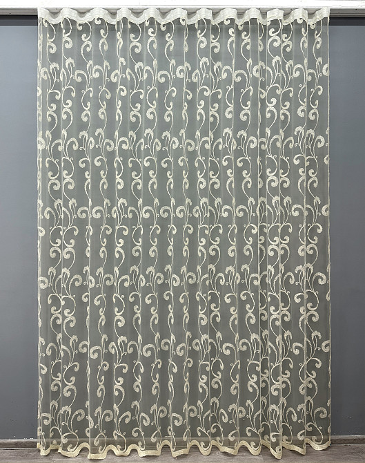 Тюль VR-Textil 1684т Фатин с вышивкой Молочный 300х270 см (42-0727) Киев - изображение 2