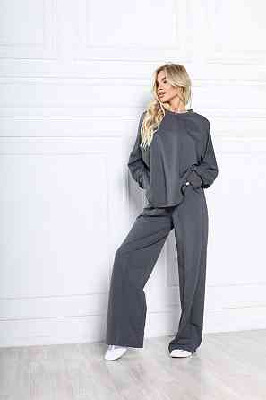 Жіночий стильний повсякденний костюм турецький двонитка Димчастий Одеса