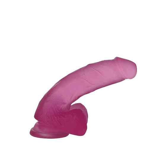Фалоімітатор з мошонкою - Jelly Studs Crystal Dildo Medium 7" Pink Sex Aura Київ