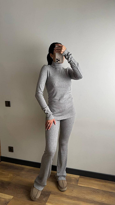 Женский теплый базовый костюм двойка ангора рубчик Серый, 42/44 Одесса - изображение 2