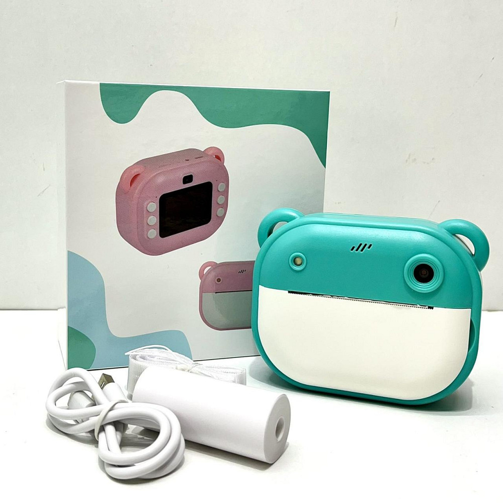 Фотоапарат-принтер фронтальна камера чб друк USB-кабель 2 рулони термопаперу звук фото відео ігри SD роз'єм Бірюзовий (C 66631) Чернігів - фото 4