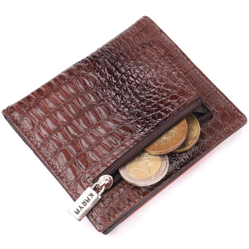 Красивая визитница из натуральной фактурной кожи KARYA 20994 Коричневый Киев - изображение 4