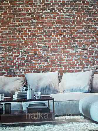 Шпалери вінілові Grandeco One roll one motif 2 A39201 панно 3д лофт під цеглу коричневий червоний чорний Київ