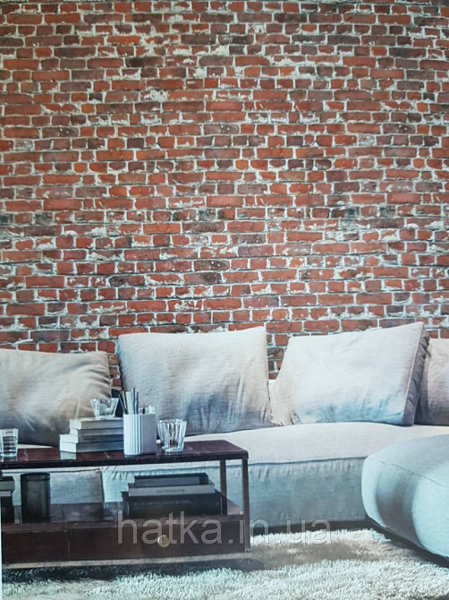 Шпалери вінілові Grandeco One roll one motif 2 A39201 панно 3д лофт під цеглу коричневий червоний чорний Київ - фото 1