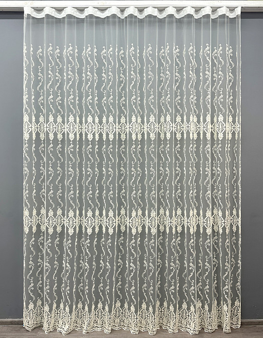 Тюль фатин с вышивкой Корд Цвет молочный 1853т Киев - изображение 8