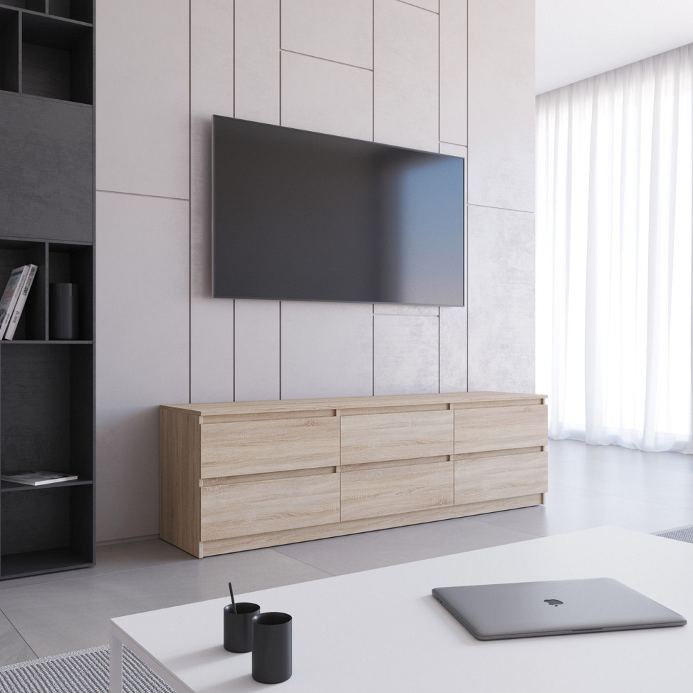 Тумба под телевизор VAYS R-12, 6 ящиков без ручек, ЛДСП, 180×40×53 см Львов - изображение 2