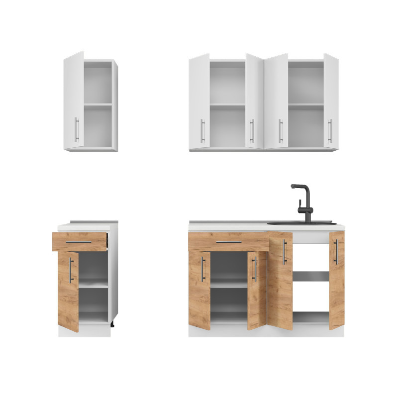 Кухня модульна Эверест Оптима набор №4 Нимфея альба+Дуб крафт золотой 2,2 м (без столешницы) (DTM-5706) Львов - изображение 3