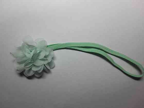 Дитяча пов'язка на голову із шифоновим бантом one size м`ятний Київ