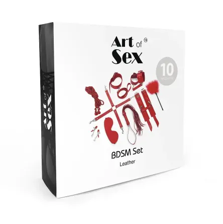 Набір Art of Sex - BDSM Set Leather, 10 предметів, натуральна шкіра, Чорний Львів